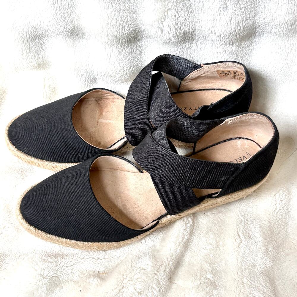 LifeStride Keaton Espadrille Wedge Heels 8.5 Black Pumps Sandals Life Stride - Picture 8 of 9
